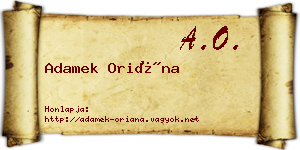 Adamek Oriána névjegykártya